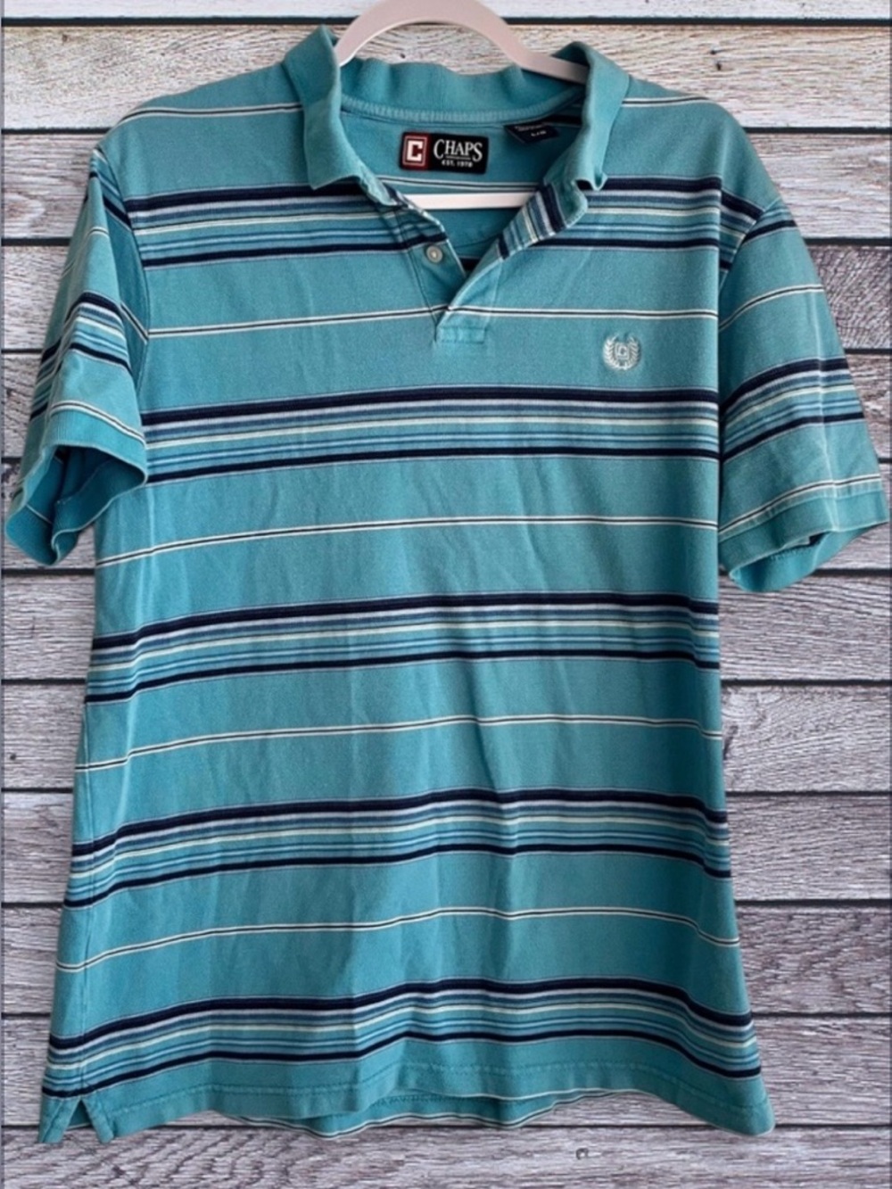 Chaps men striped polo size large